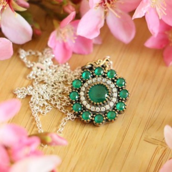 Sterling Silver Jade Stones &Cubic Zirconia Stones - Picture 5 of 8